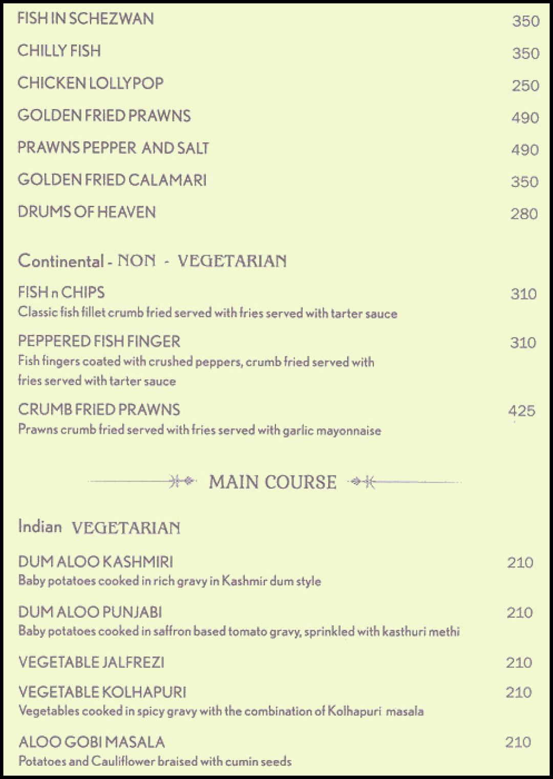 Royal Rasoi Menu, Menu for Royal Rasoi, Kharghar, Navi Mumbai, Mumbai