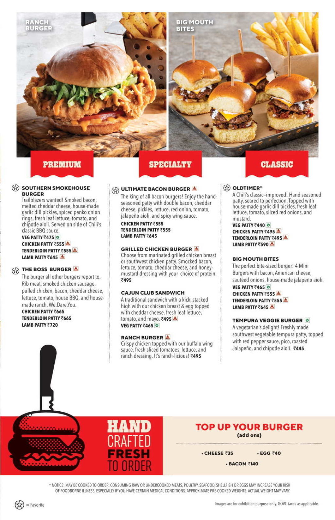 Chili's Menu, Menu for Chili's, Cyber Hub, Gurgaon, Delhi NCR