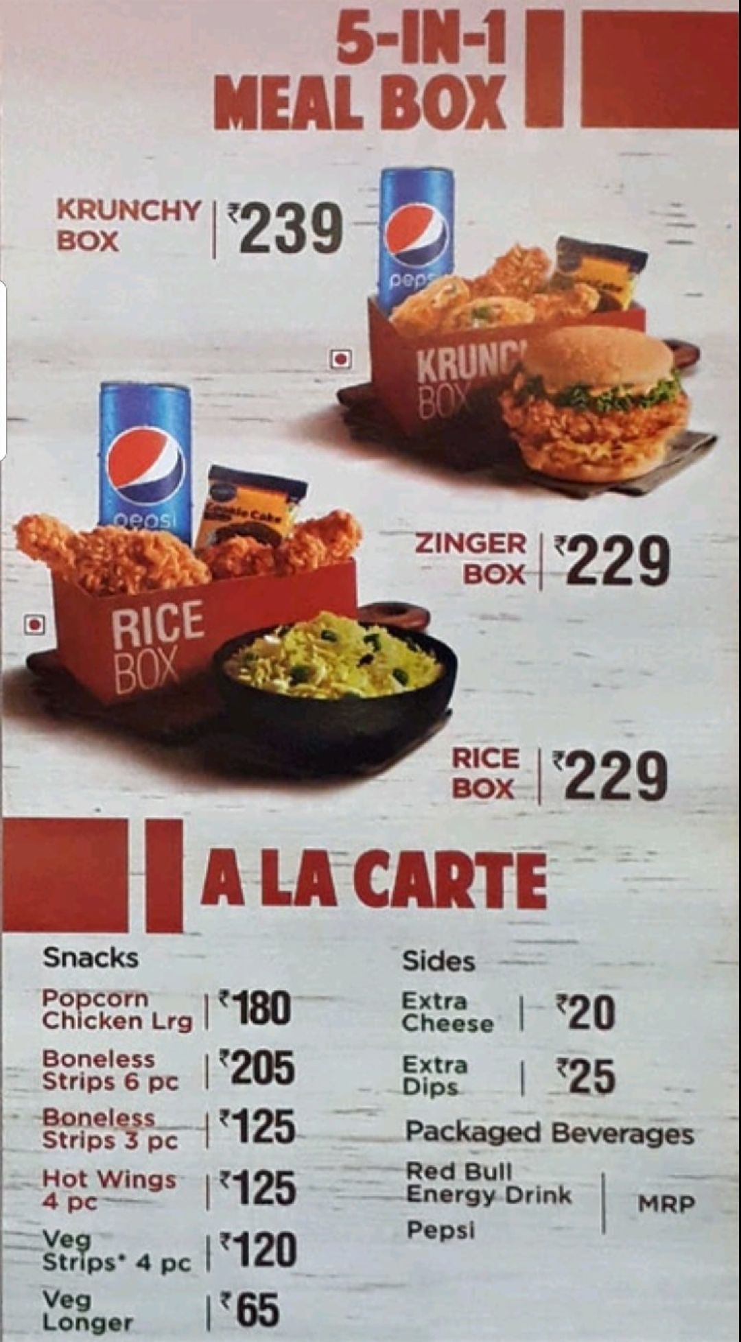 Menu kfc KFC Mauritius