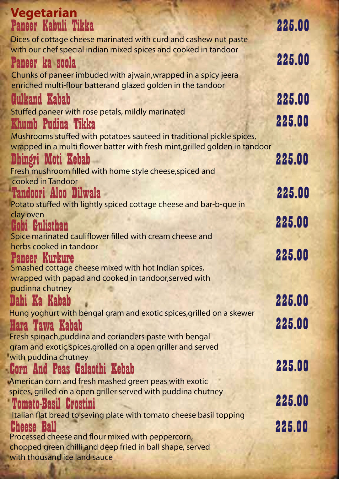 big boss kolkata menu
