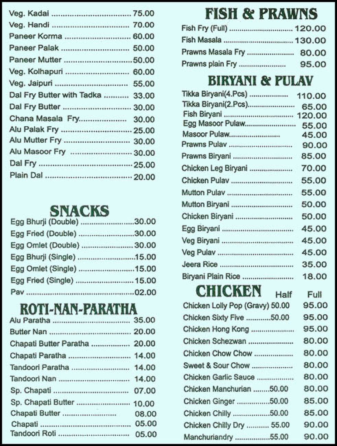 Cafe Heaven Menu, Menu for Cafe Heaven, Grant Road, South Mumbai, Mumbai