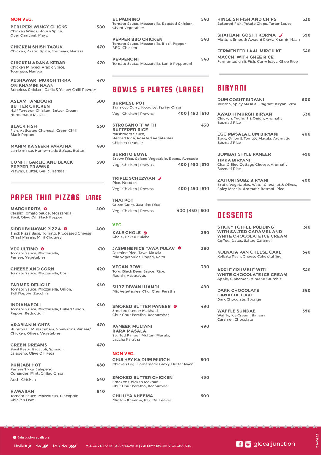 Glocal Junction Menu, Menu for Glocal Junction, Andheri West, Western ...