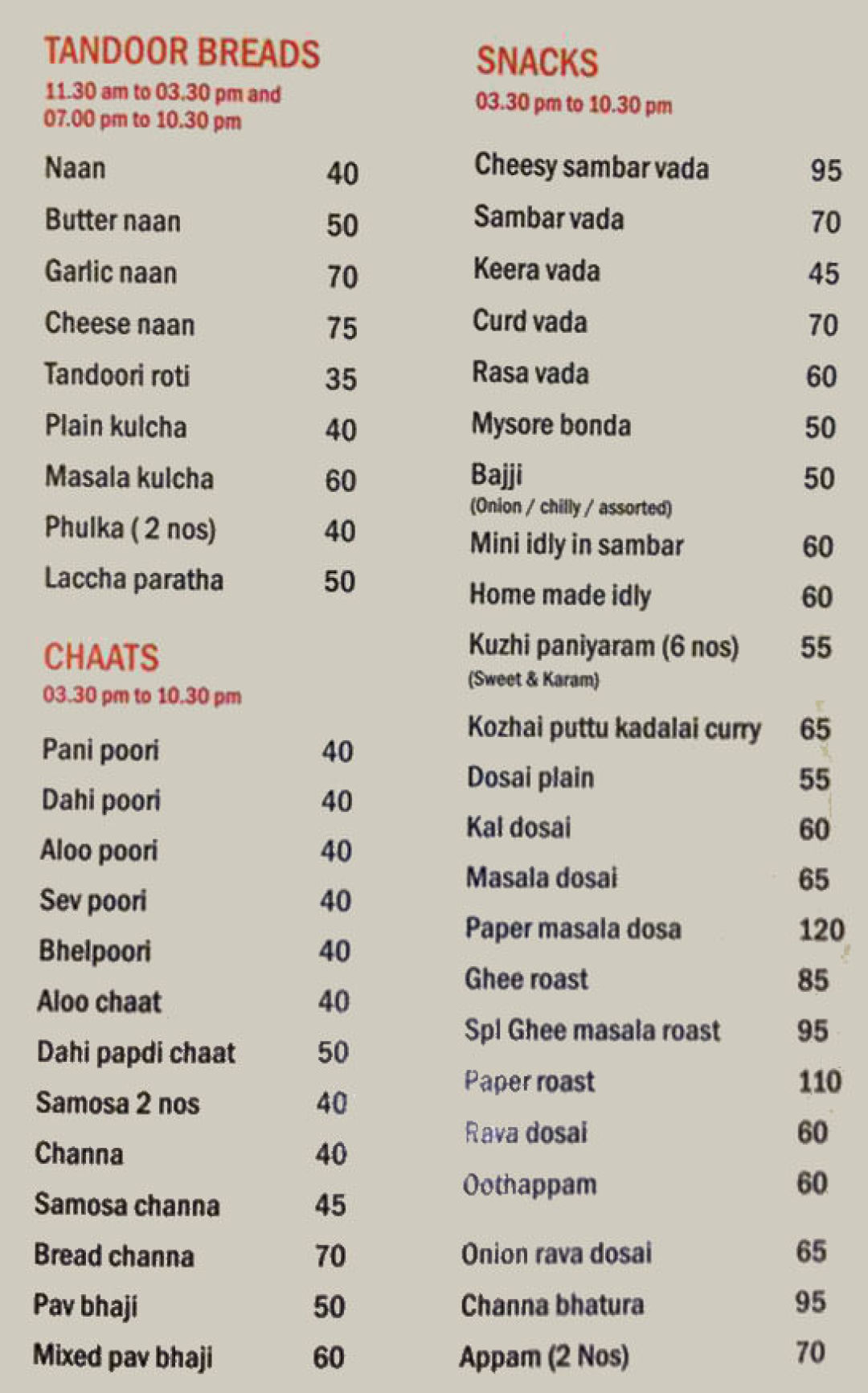 Motel Mamalla Menu, Menu for Motel Mamalla, Mahabalipuram, Chennai, Chennai