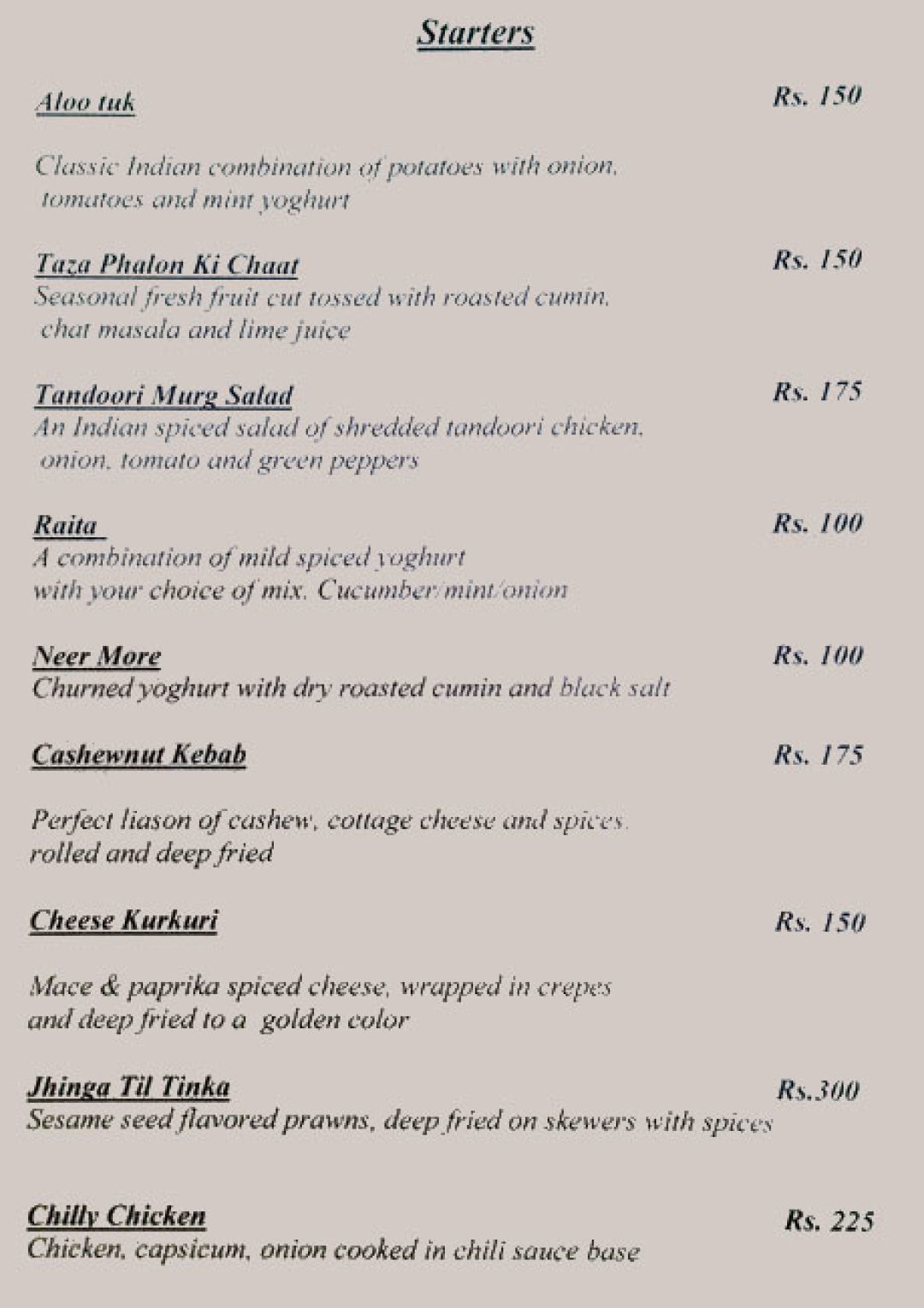 Sky Lounge Menu, Menu for Sky Lounge, Calangute, North Goa, Goa