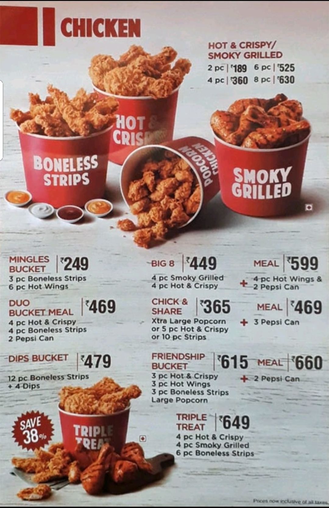 KFC Menu, Menu for KFC, T. Nagar, Chennai, Chennai