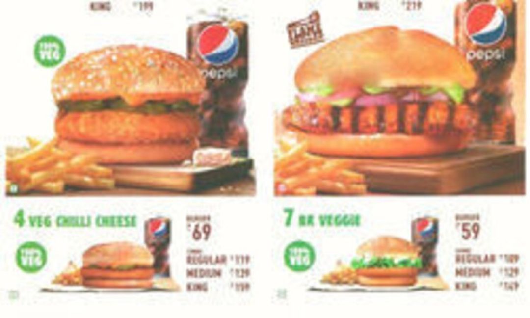 Burger King Menu, Menu for Burger King, Hoshiarpur, Hoshiarpur