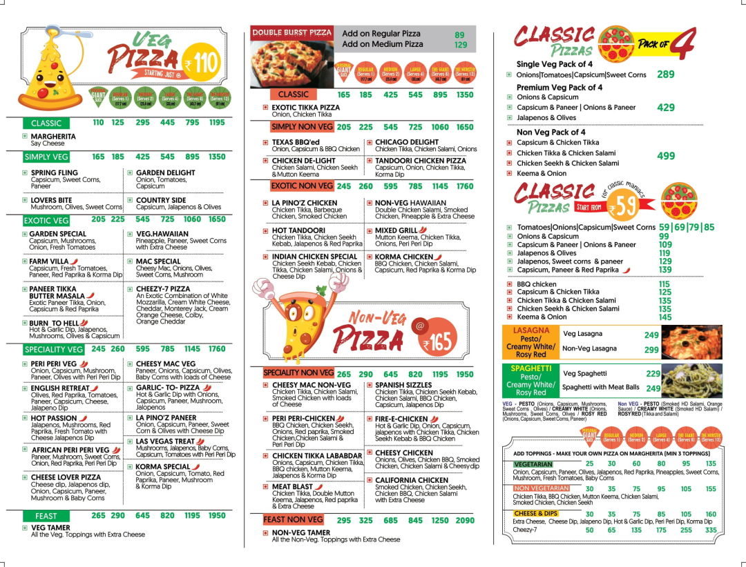 La Pino'z Pizza Menu, Menu for La Pino'z Pizza, Koramangala, South ...