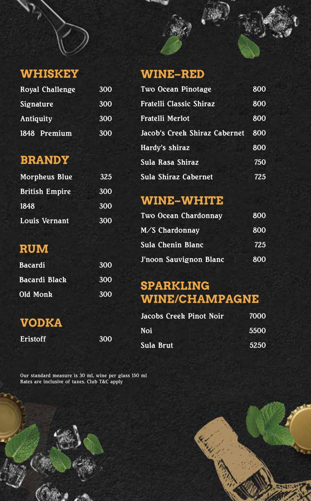 Big Bull Lounge Menu, Menu for Big Bull Lounge, Nandanam, Chennai, Chennai