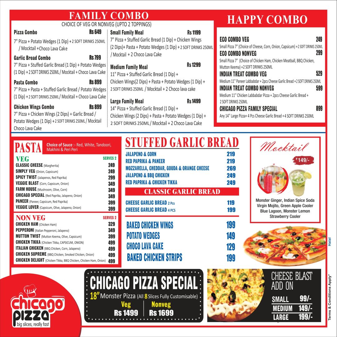 Chicago Pizza Menu, Menu for Chicago Pizza, Gachibowli, Hyderabad ...