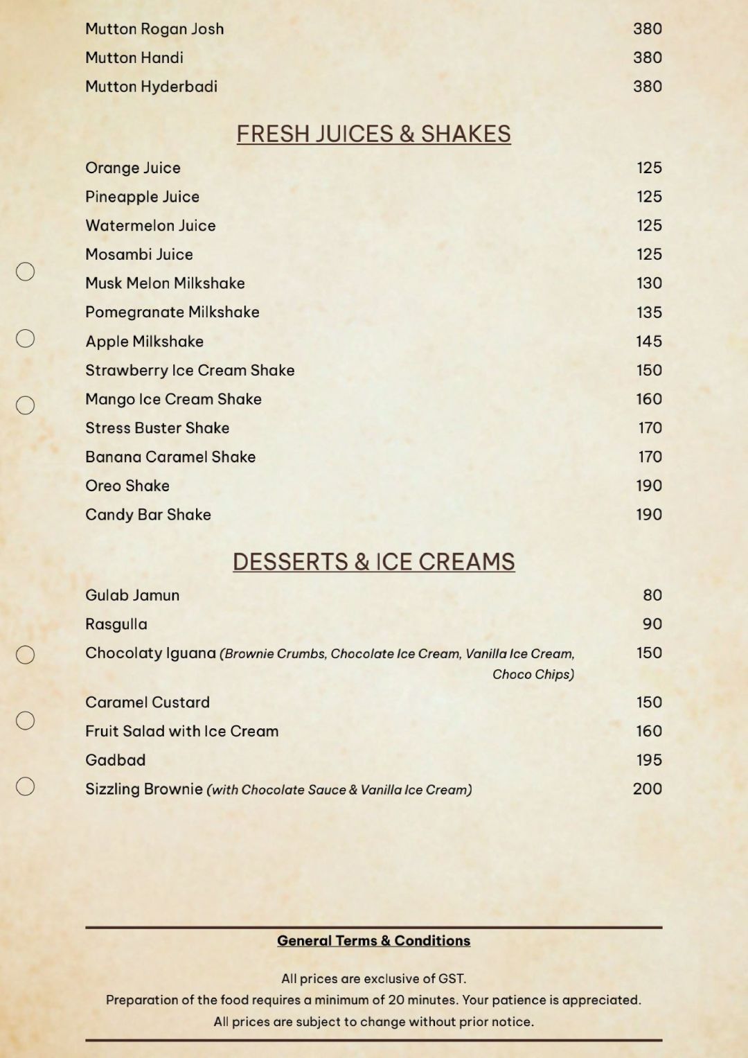 Martin's Multi-Cuisine Family Restaurant and Bar Menu, Menu for Martin ...