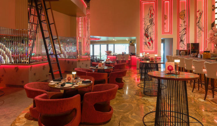 A chic dining venue that marries classic Oriental elements with Indian influences